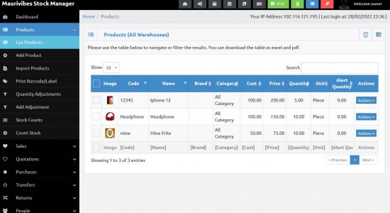 Maurivibes Stock Manager